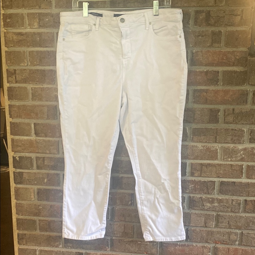 NYDJ Women's Straight Leg White Cropped Sheri Slim Jeans 16P